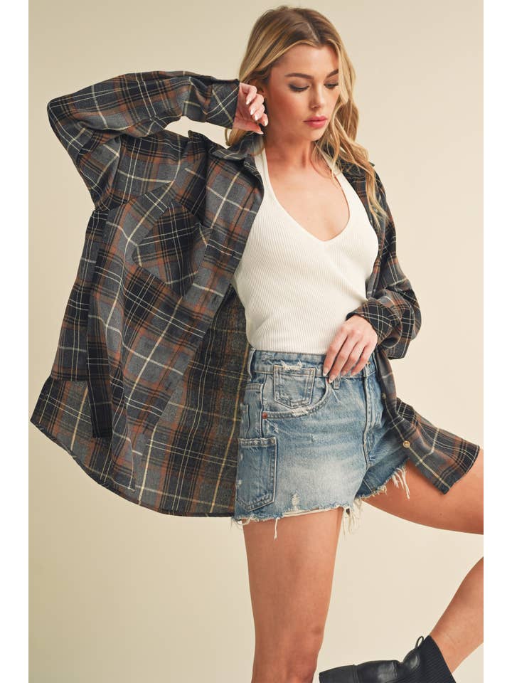 AEMI + CO - Wholesale Button Down Shirt - Women's - 8324DN Katie Flannel Shirt 68