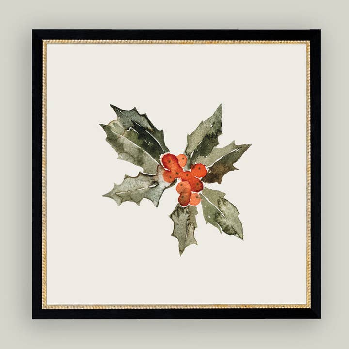 Petal Lane Home - Wholesale Christmas Wall Art - Holly Leaves Framed Antique Art5