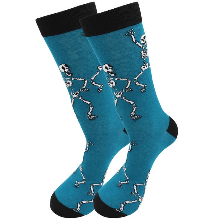 Skeletons (Blue) Socks - Comfy Cotton for Men & Women for wholesale by Real Sic