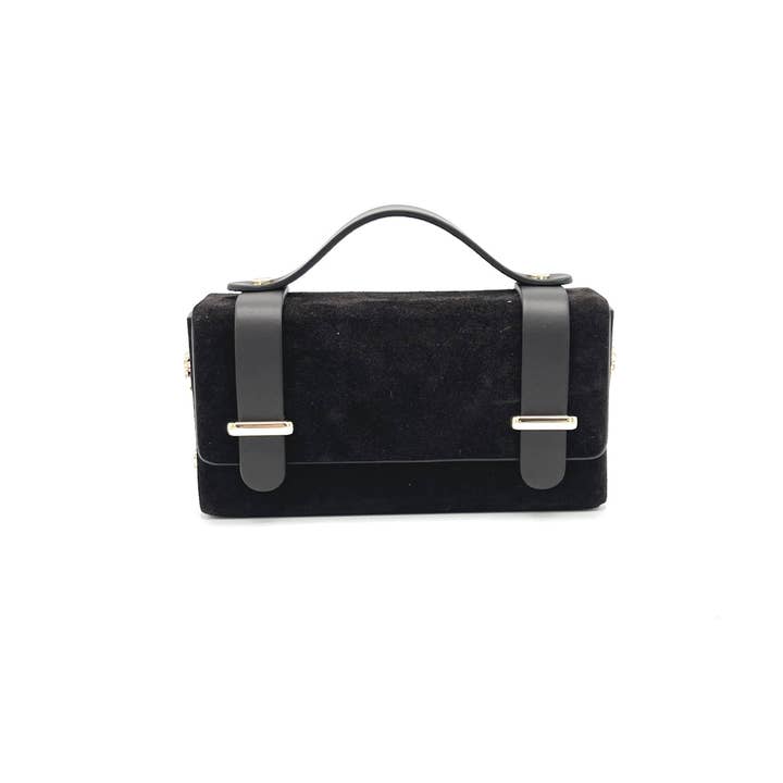 Suie Valentini srl - Wholesale Clutch Bag - Women's - Suede leather mini clutch bag with chain, Made in Italy, art. 1126297