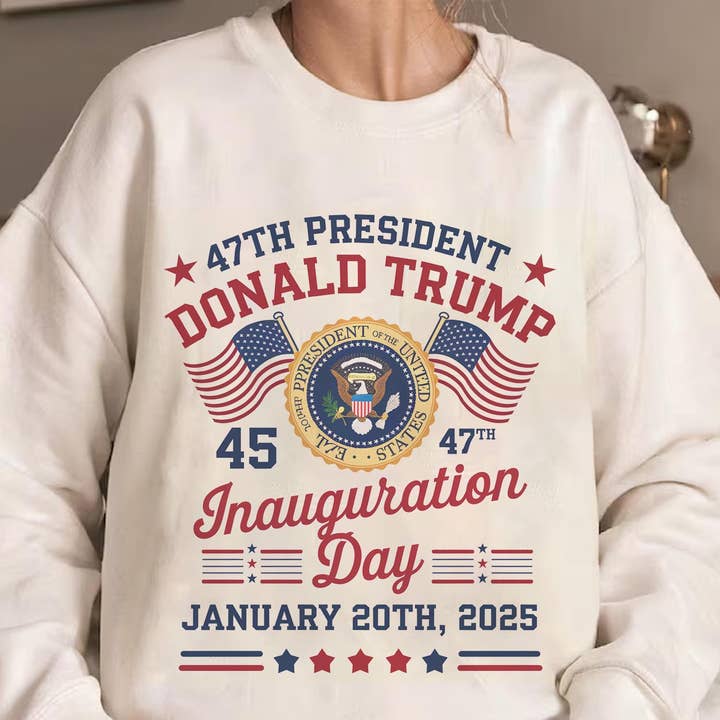 NVC Ecommerce LLC – wholesale T-shirt med logga - Dam – Donald Trump 47:e presidentens installation 2025 tröja, skjorta0