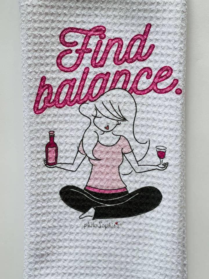 Tea Waffle Towel - Yoga, Wine, Inspirational for wholesale by philoSophie's Stationery & Gifts