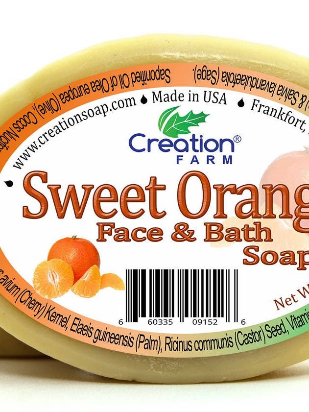 Süße Orangen Seife Feuchtigkeitsspendende Reine Botanische Seifenstück 4 Oz Zwei 4 Oz Seifenstück Packung Für Trockene Haut Mit Jojoba für den Großhandel von Creation Farm Inc