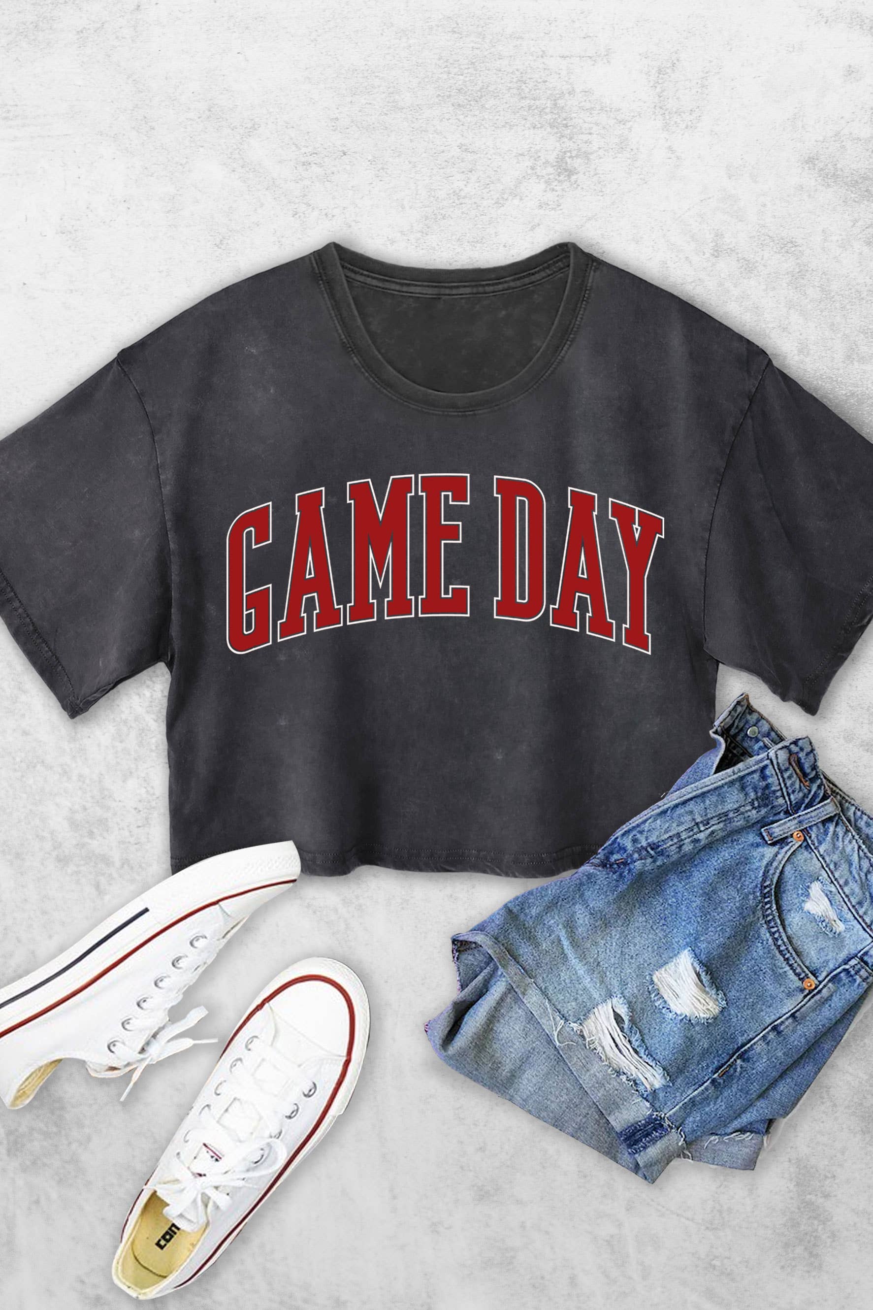 Rustee Clothing - Wholesale Screen Printed T-Shirt - Women's - GAME DAY PUFF WOMEN'S VINTAGE GRAPHIC CROP TOP0