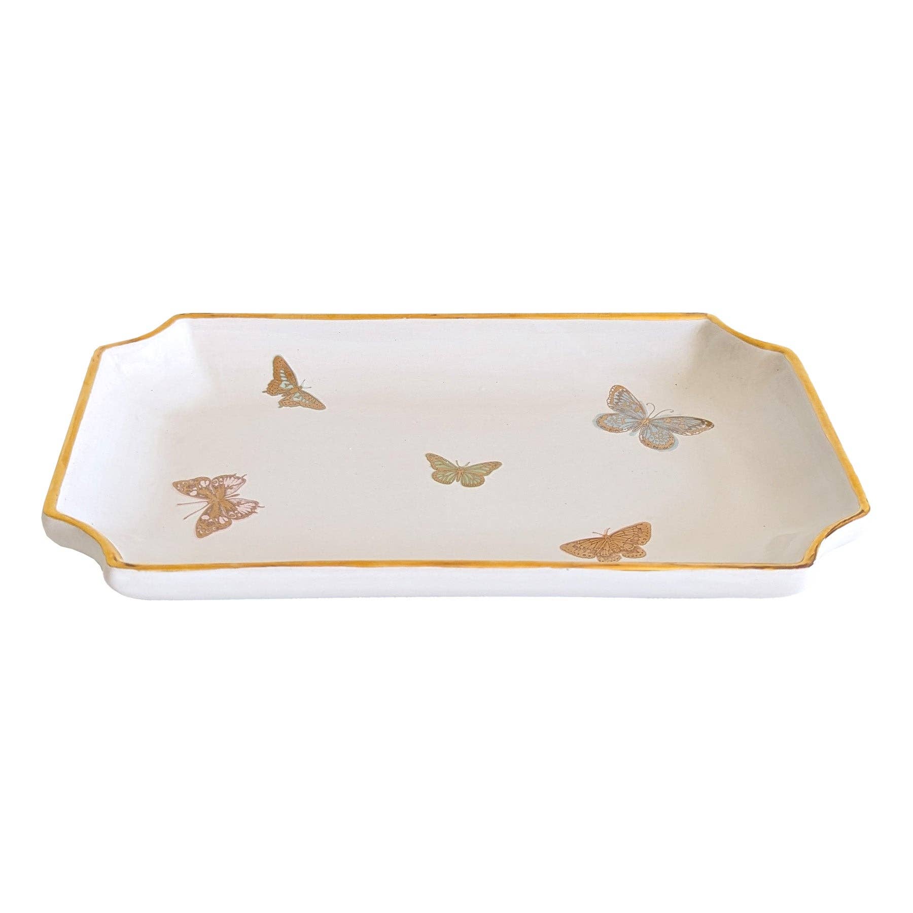 Lo Home | Ruby Clay - Wholesale Decorative Tray - Gilded Butterflies Trays with 22K Gold Accent2