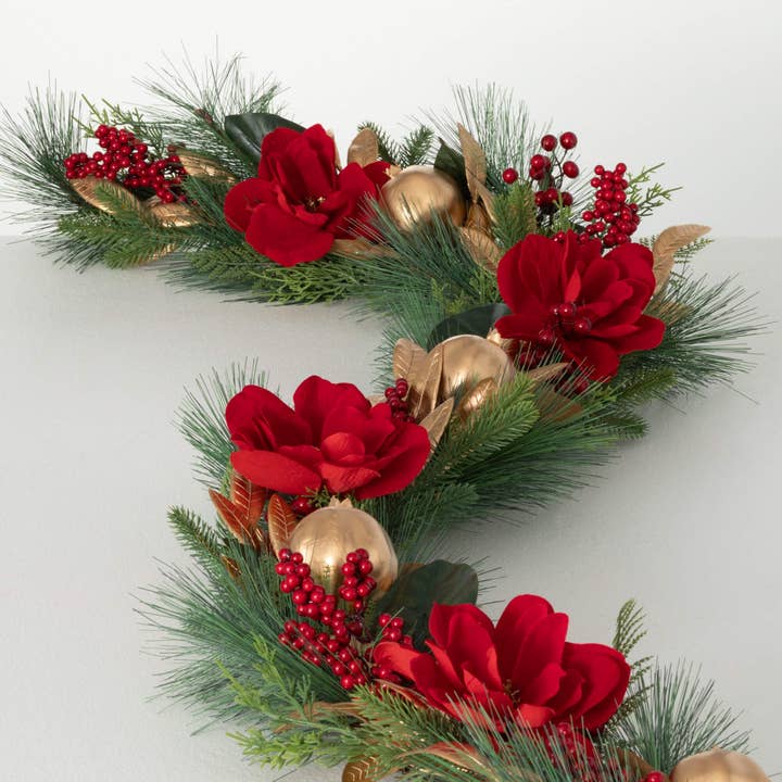Sullivans Home Decor - Wholesale Bunting/Garland - MAGNOLIA POMEGRANATE GARLAND