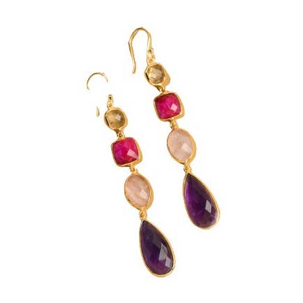 Vama Couture | Kinza Sterling Silver Earrings with Rose for wholesale by Vama Couture