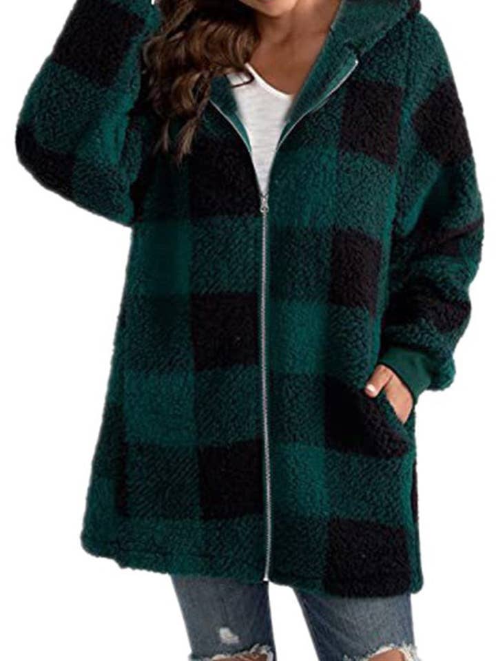 safistyle - Wholesale Jacket - Women's - Oversized Plaid Sherpa Jacket1