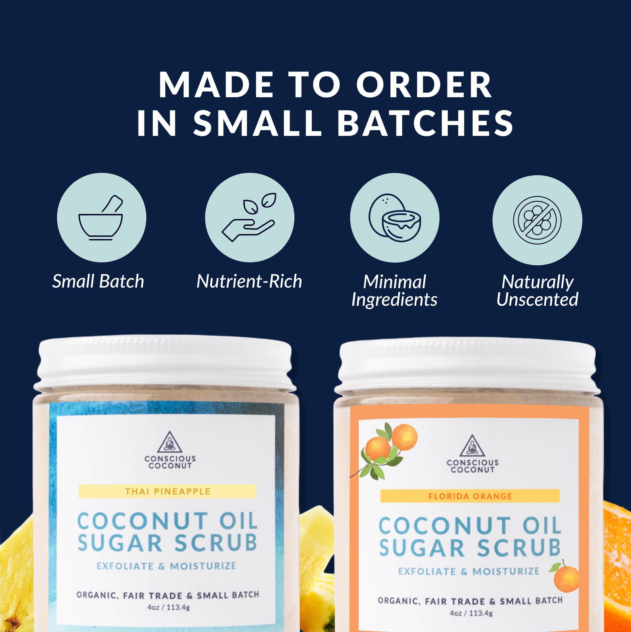 Conscious Coconut - Wholesale Body Scrub/Exfoliant - Coconut Oil Sugar Scrub: Small Batch Made to Order
11