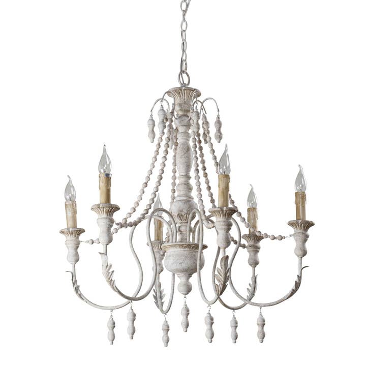 Brio Lighting - Wholesale Chandelier/Hanging Light - Lusteria Traditional Handmade 6-Light Wood White Chandelier9