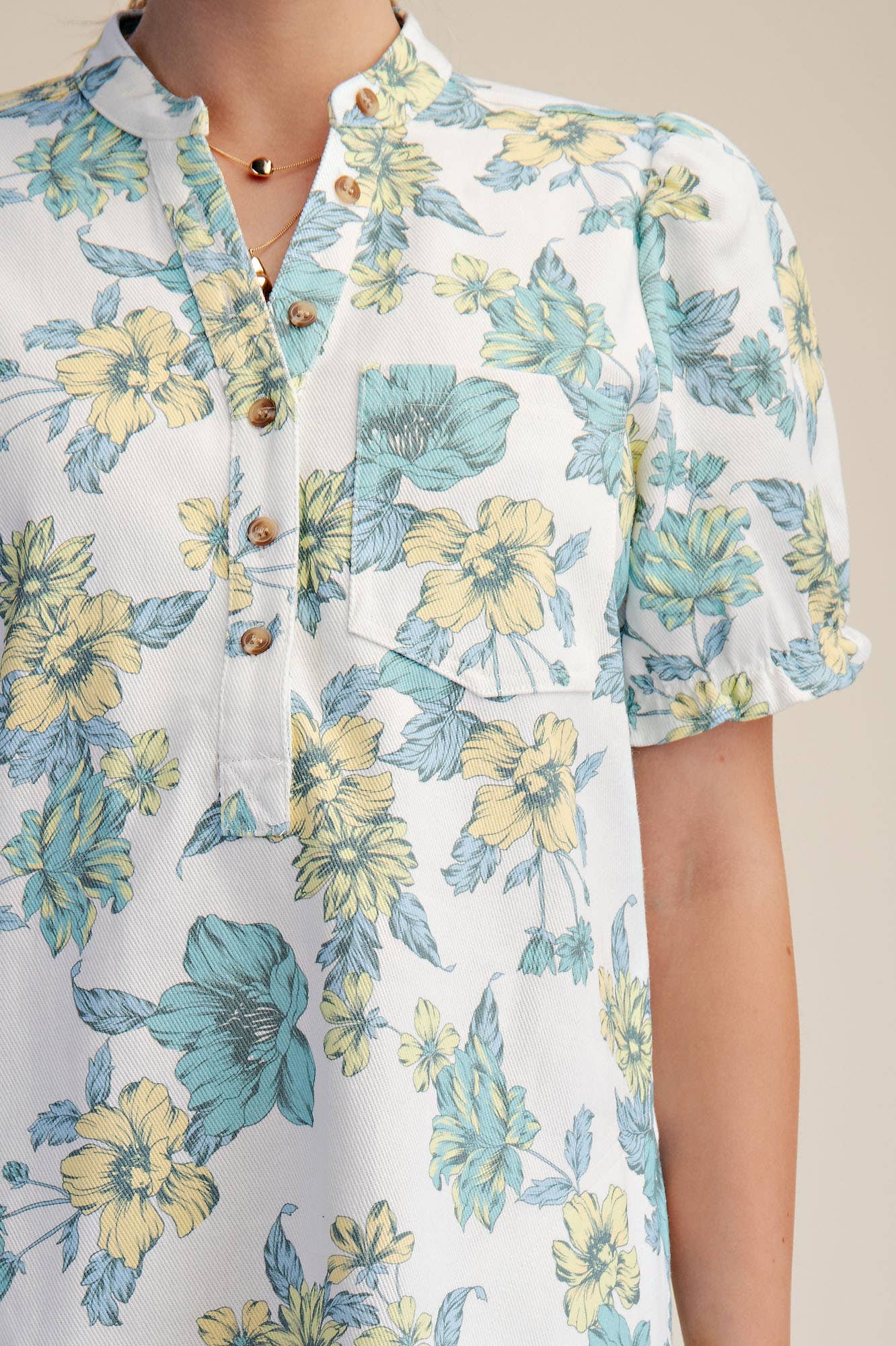 Glam - Wholesale Dress - Women's - Puff-Sleeve Floral Mini Dress8