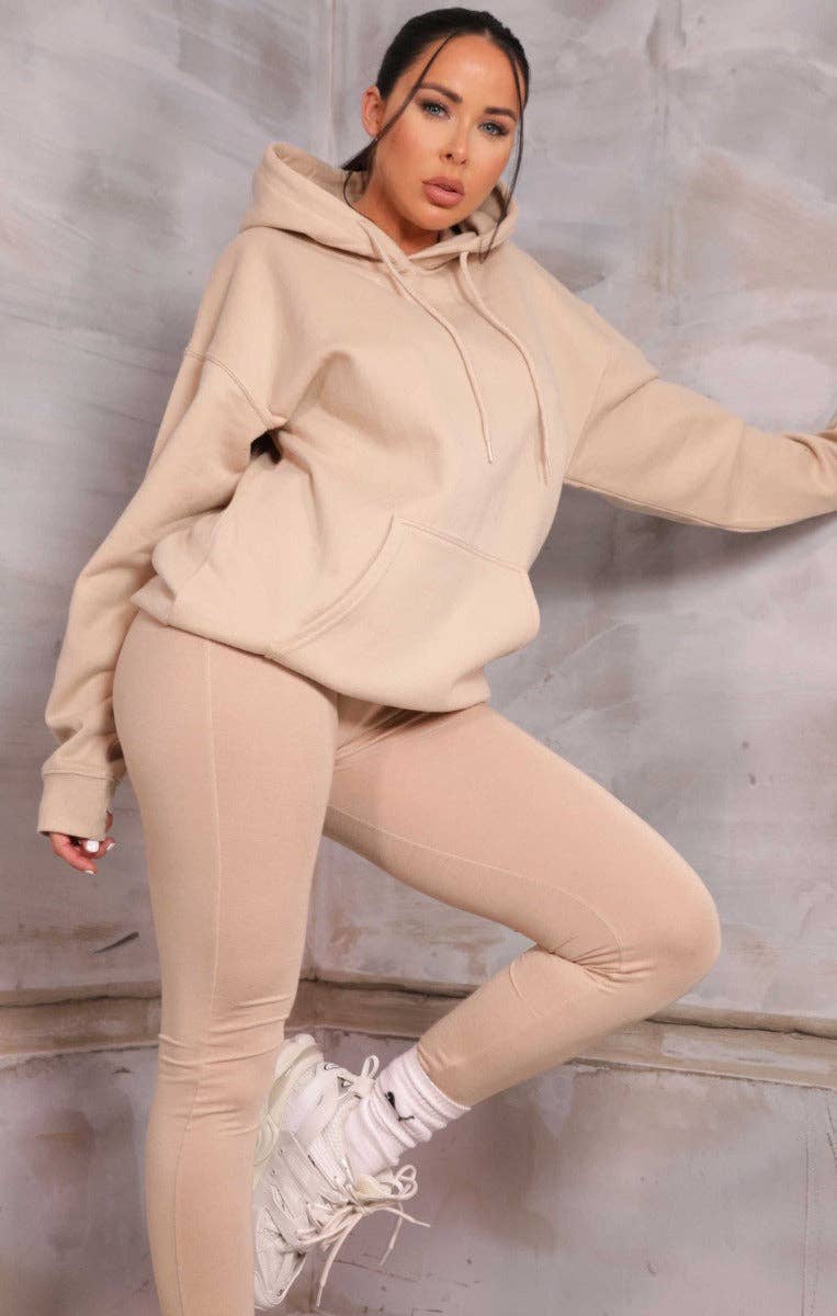 Femme Luxe – Großhandel Hoodie – Damen – Femme Luxe Stone Fleece-Hoodie mit Kordelzug, großer Passform, langen Ärmeln und Fronttasche0