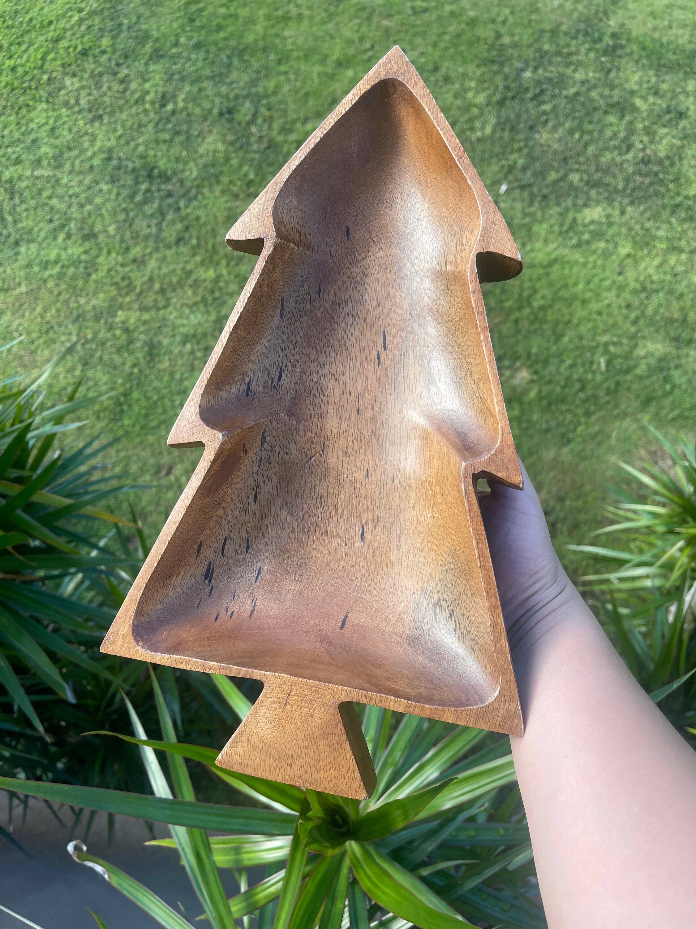 Woodware&Co – Prato/tigela decorativa por atacado – Taça de madeira de Acácia Árvore de Natal1