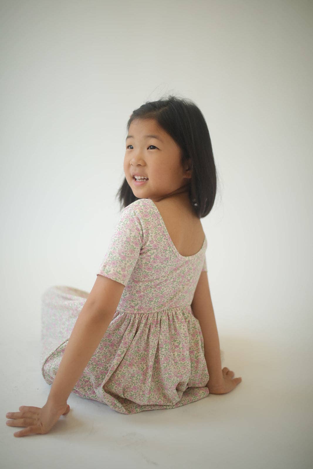 Good Apples Kids - Wholesale Dress - Kids - Short Sleeve Twirl Dress in Bella Pink Floral1