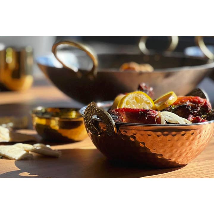 Verve Culture - Vendita all'ingrosso Insalatiera - Ciotola da portata indiana Handi a doppia parete in rame e acciaio inox4