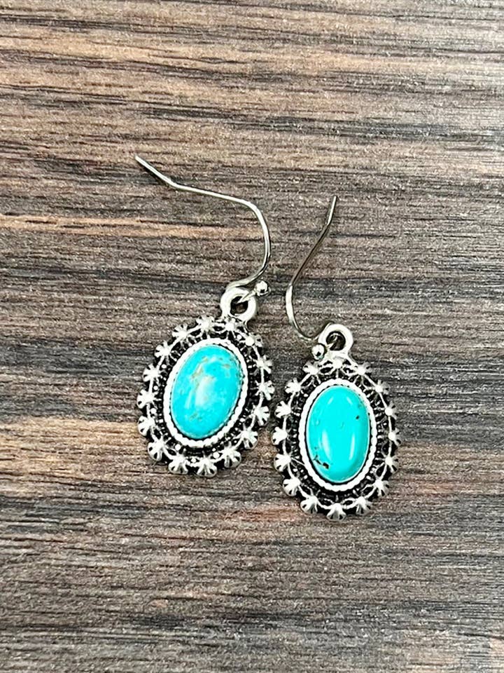 722836, 8mm Oval Turquoise Earrings for wholesale by ISAC Trading Inc