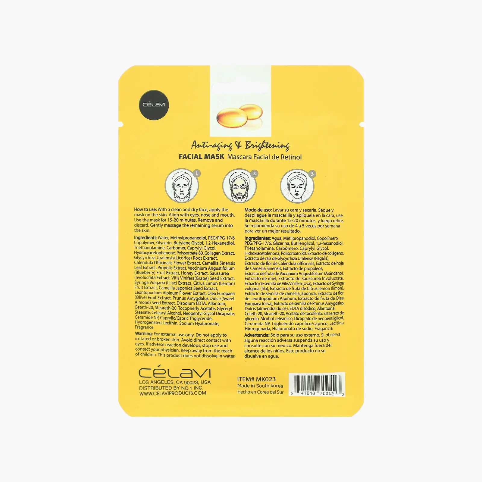 My Wholesale Fashion – wholesale Skincare face mask – [CÉLAVI] Essence Facial Sheet Mask - Retinol1