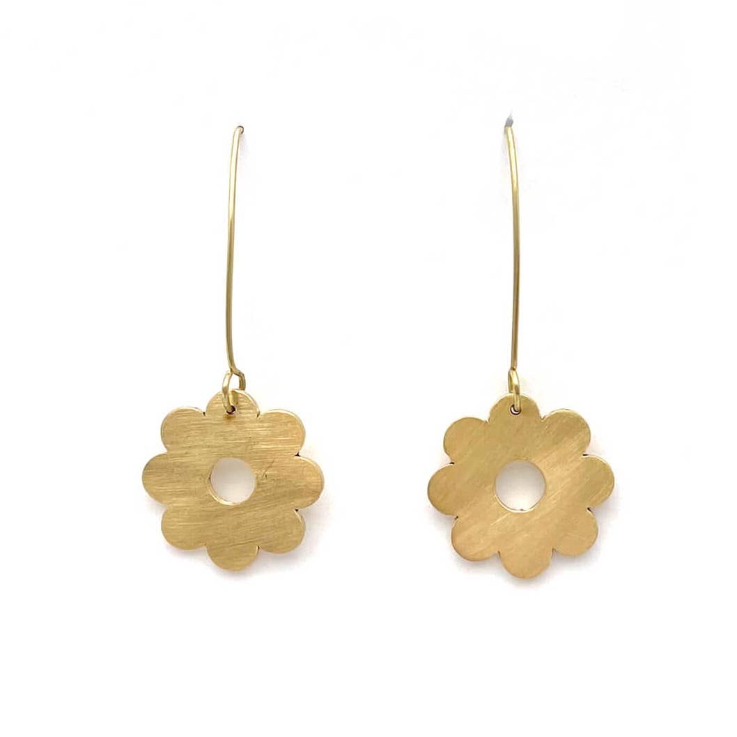 Brass Daisy Drop Earrings for wholesale on Faire0