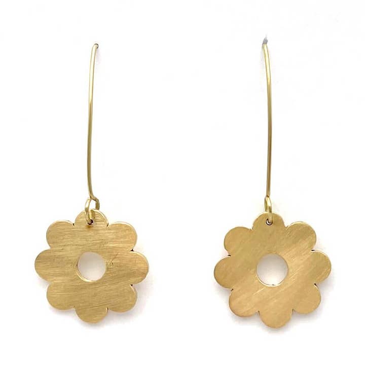 Brass Daisy Drop Earrings for wholesale on Faire0
