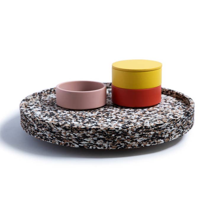 TRASHY GOODS - Wholesale Lazy Susan - 12" Tray Chic | Cork Terrazzo1