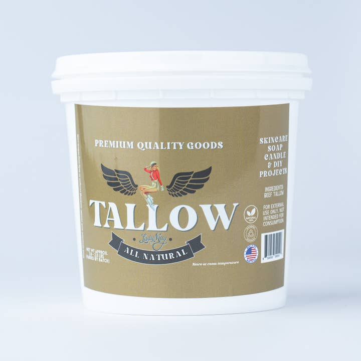 Lady May Tallow - Wholesale Cooking oil - Unscented Grass Fed Beef Tallow - 2 Pounds