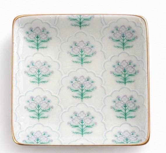 Beauty Stash - Wholesale Jewelry Dish - Ceramic Jewelry Trinket Tray with Gold Rim – 4” Square Catchall Dish0