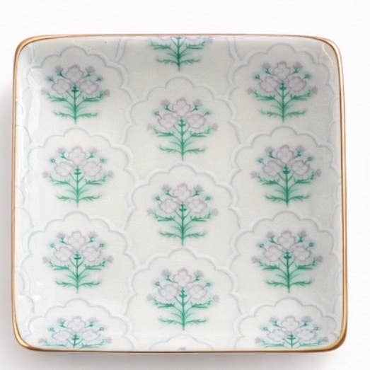 Beauty Stash - Wholesale Jewelry Dish - Ceramic Jewelry Trinket Tray with Gold Rim – 4” Square Catchall Dish