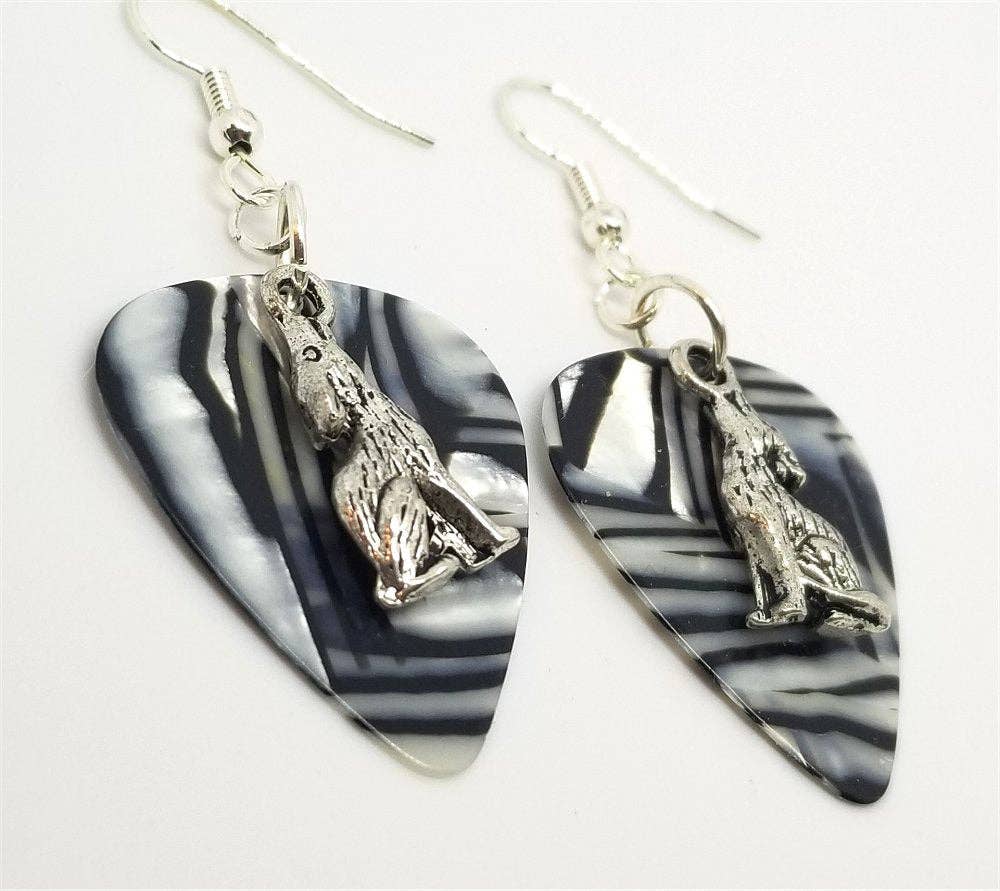 Simply Raevyn - Wholesale Dangle Earrings - Wolf Charm Guitar Pick Earrings12