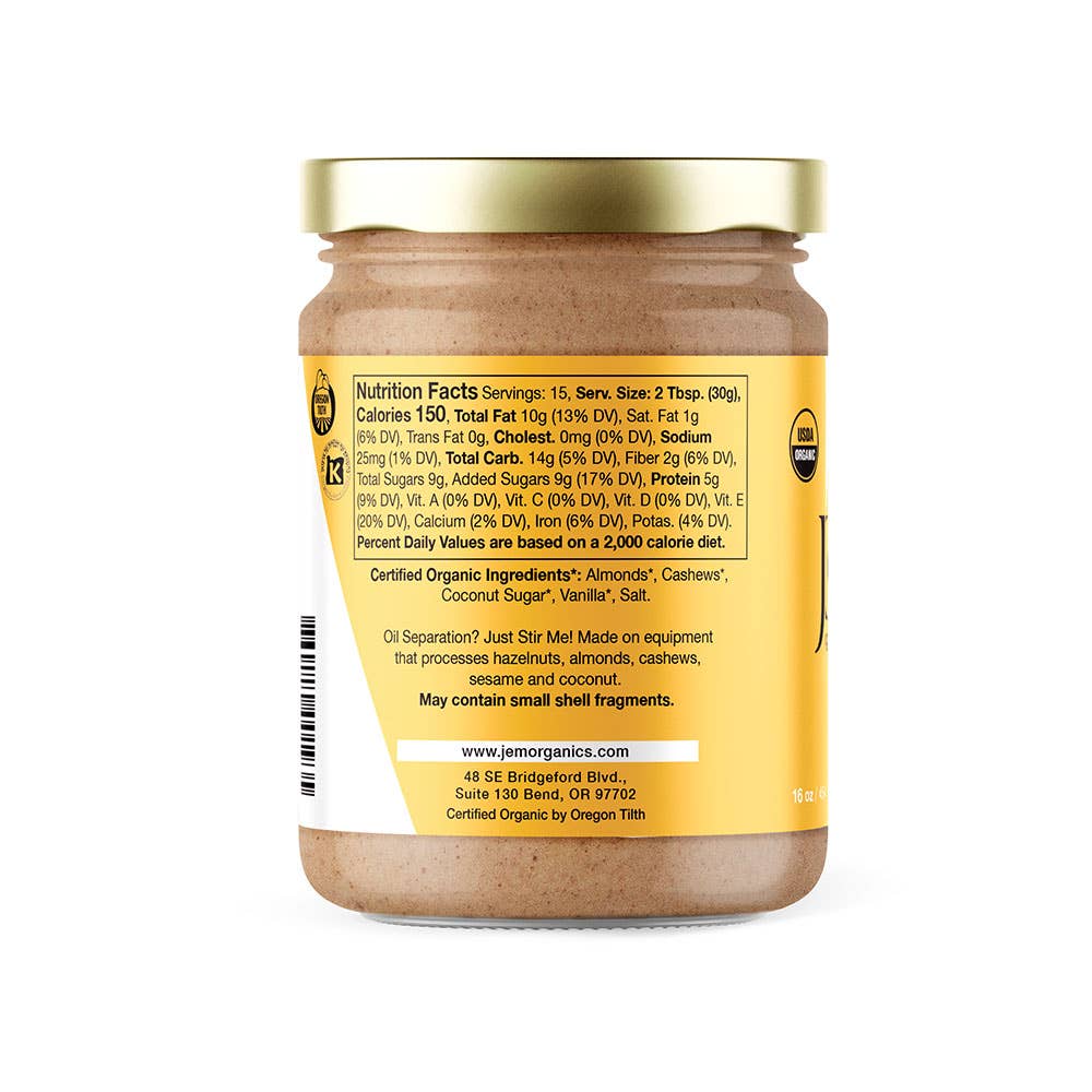 JEM Organics - Wholesale Nut Butter - 16oz JEM Organics Salted Caramel Almond Butter1