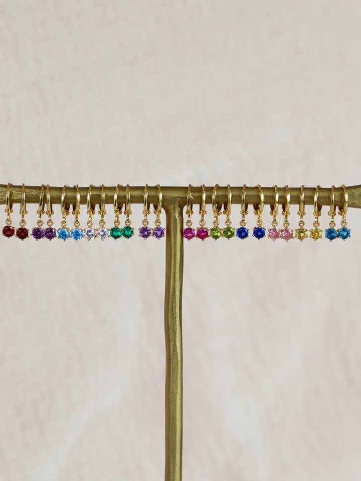 ROUND BIRTHSTONE HUGGIES for wholesale by Katie Waltman Jewelry