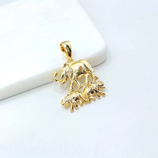 Elefanten-Familienanhänger mit 18 Karat Gold gefüllt für den Großhandel von Luxus Accessories