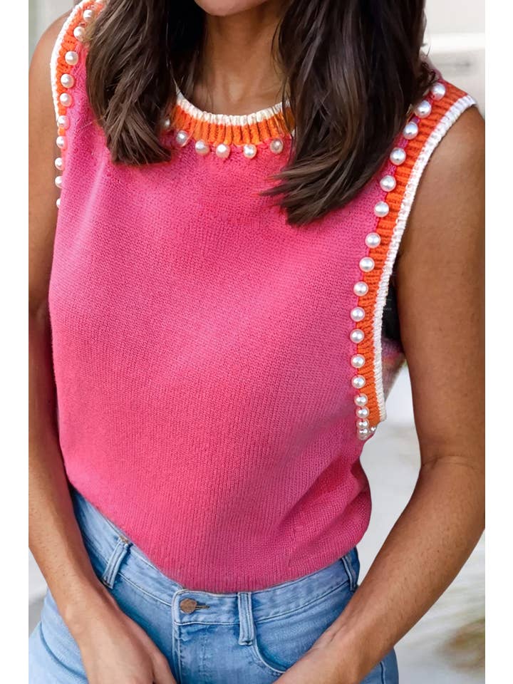 As shown Solid Beaded Shift Sweater Vest | S-XL for wholesale on Faire