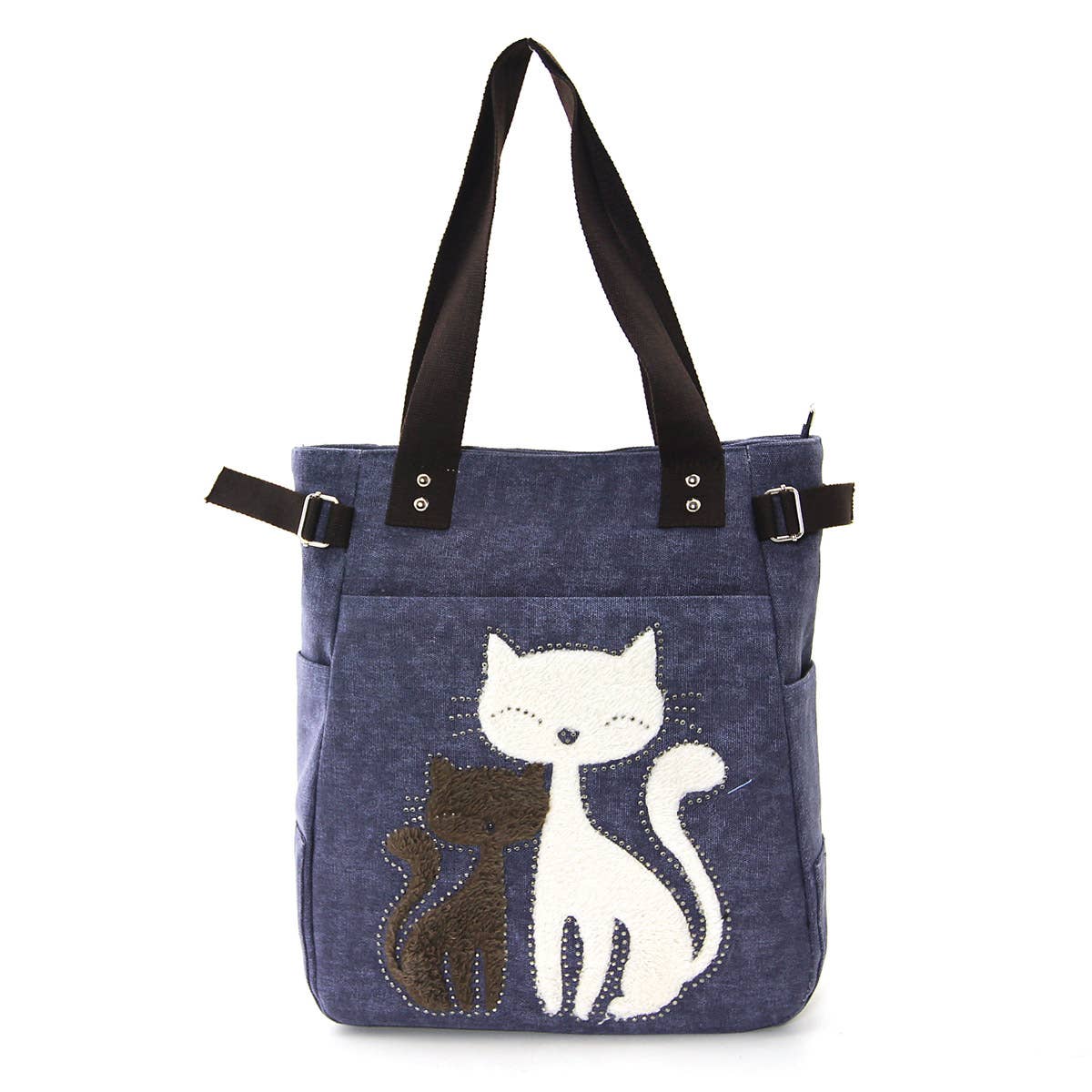 COMECO INC – wholesale Tote bag – Women's – Lovely Cats With Faux Fur And Studs Tote Bag3