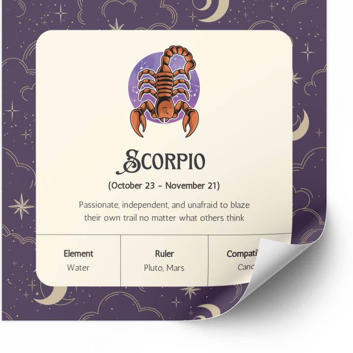 Adhesivo del zodiaco de Escorpio para venta al por mayor de Vairagya Yogashala