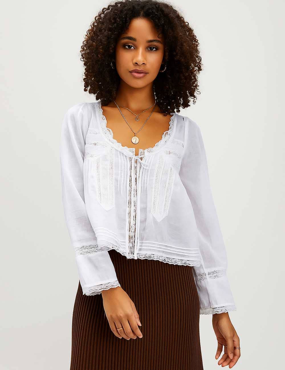 Sweetkama – wholesale Blouse – Women’s – Ladies U-Neck Lace Splice Hollow Out Blouse Top18