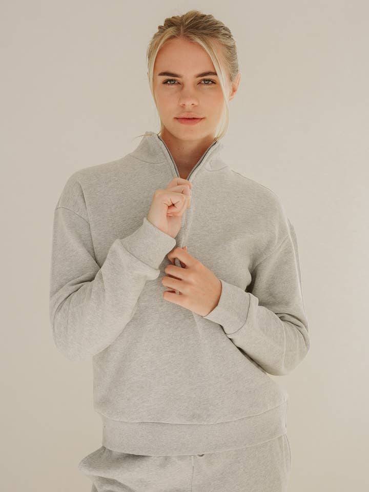 CAMISOLA MEIO ZIP CINZA CLARO por atacado de PURA Clothing