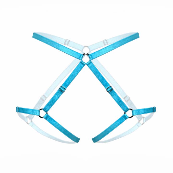 Amphitrite Harness Blue Flame for wholesale by Monique Morin Lingerie