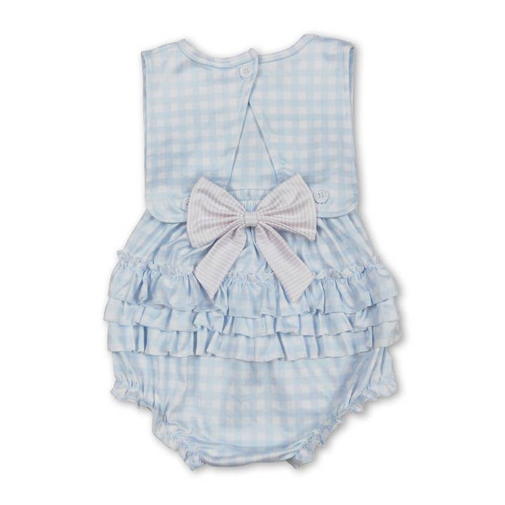 Yawoo Garments - Wholesale Bodysuit (Non-Footed) - Baby - Sleeveless bow embroidery plaid ruffle baby girls romper