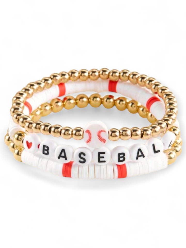 Conjuntos de Pulseiras Elásticas de 3 Peças Let's Play Ball por atacado de The Bling Barn