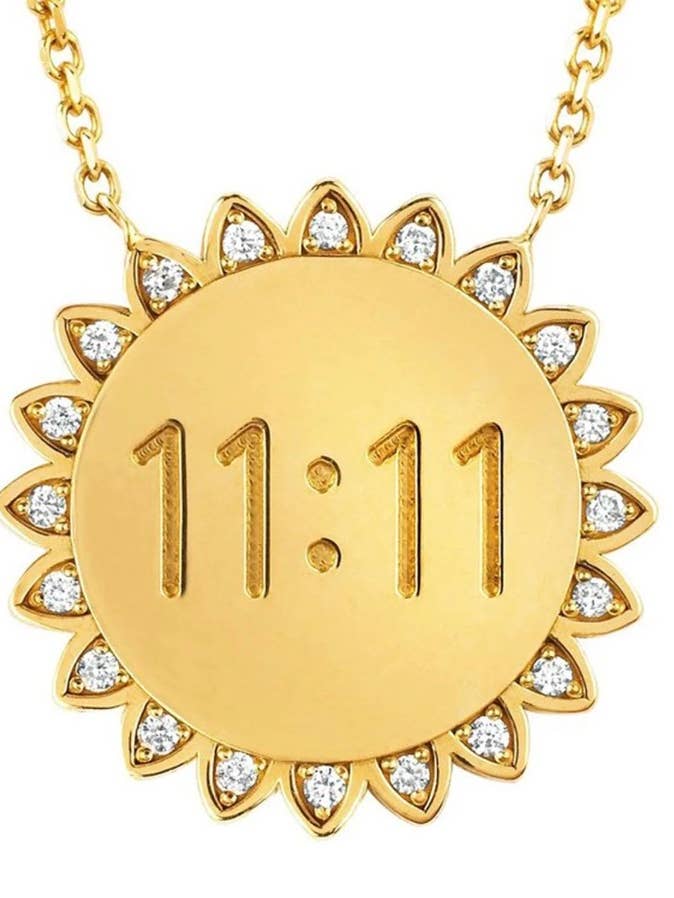 11:11 Collar con colgante Sunshine Sun y cristal de acero de 14 quilates para venta al por mayor de HoopLa