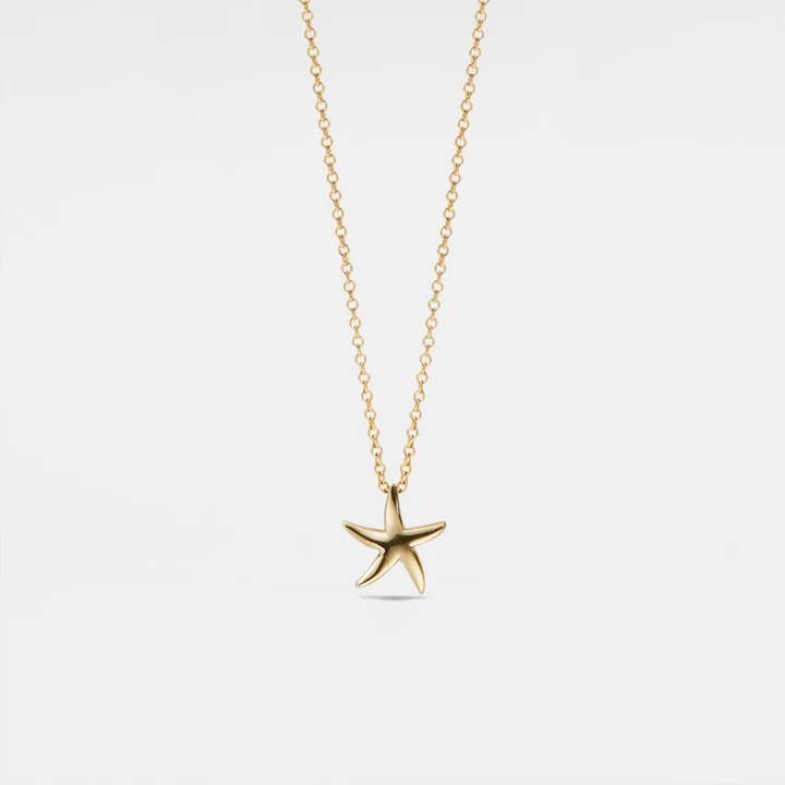 Perimade & Co. LLC - Wholesale Pendant/Charm Necklace - Starfish Layering Beach Necklace in 925 Sterling Silver