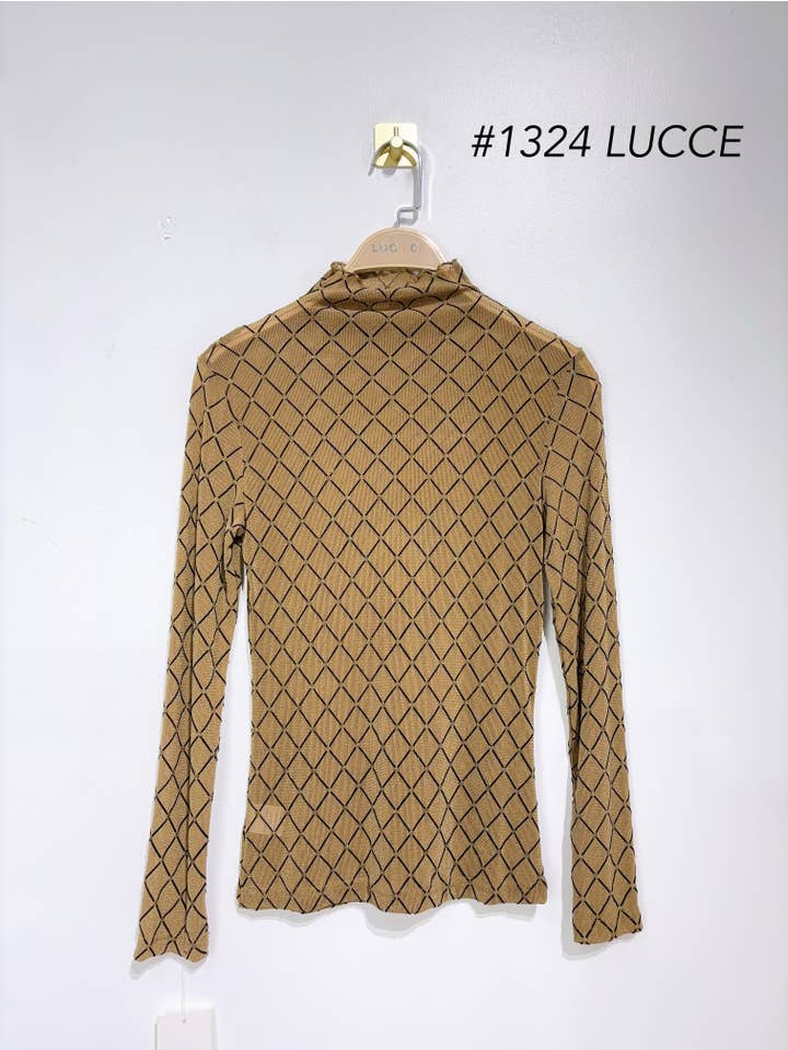 LUCCE - Wholesale Top - Maternity - Transparent, checkered turtleneck. - 1324