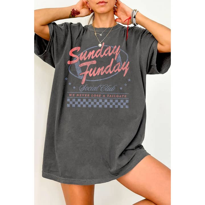 HRTandLUV - Wholesale Tunic - Women's - SUNDAY FUNDAY OVERSIZED MINERAL GRAPHIC TEE1
