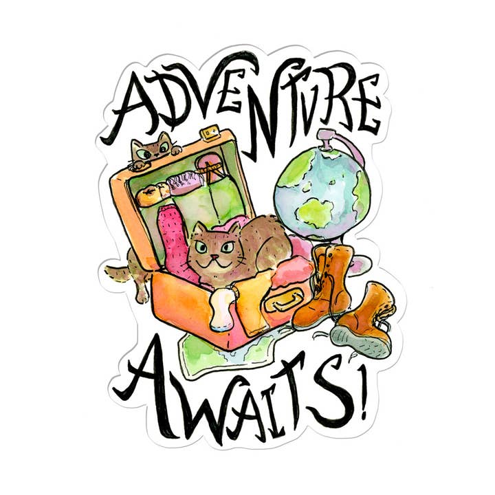 Adventure Awaits Sticker for wholesale by SquidCat, Ink