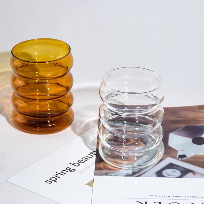 Our Dining Table - Wholesale Drinking Glass/Cup - Hand Blown Colored Ripple Puffy Glass5