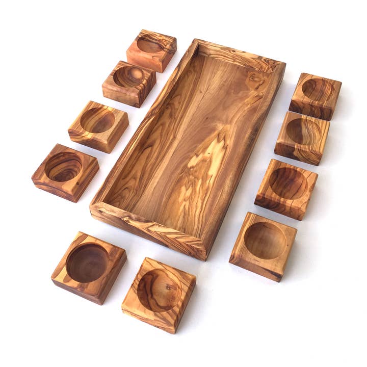 medina mood – wholesale Egg cup/holder – egg holder station, storage, serving, 10 eggs, olive wood
