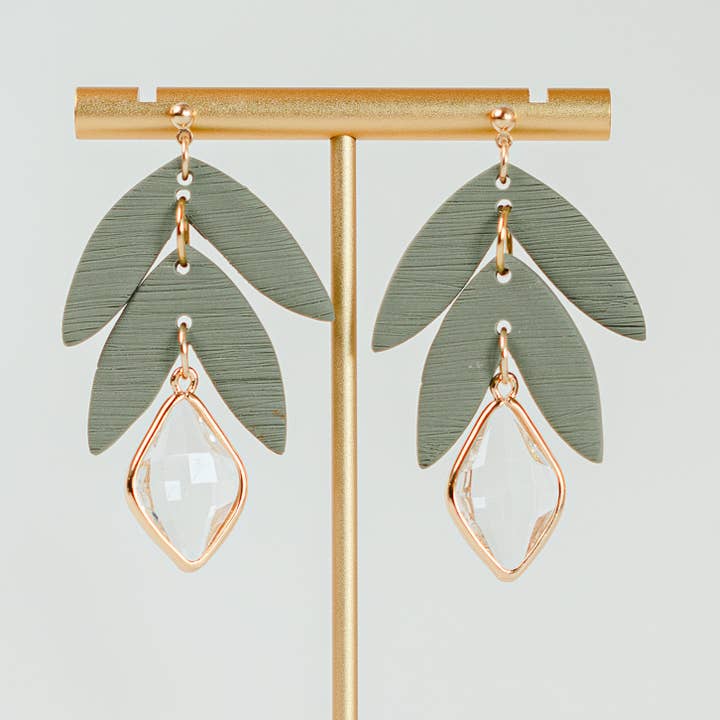 Avery | Boho Leaf Polymer Clay Earrings for wholesale by Morning Lola