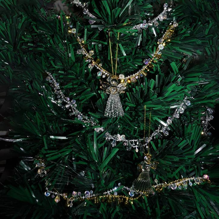 4E's Novelty - Wholesale Bunting/Garland - 40 Ft Long Set of 4 Silver & Gold Crystal Beaded Christmas Tree Garland Ornaments2
