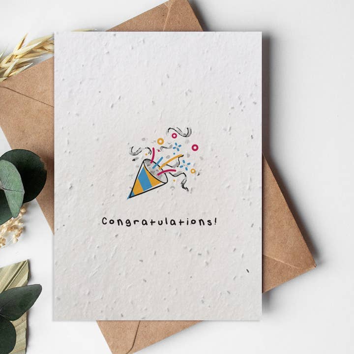 Carte de voeux en papier Semences A6 - Classique - Félicitations pour la vente par Little Green Paper Shop