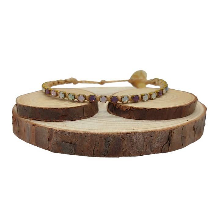 Pulseiras de Corrente de Cristal Pequenas - Multi Opal por atacado de QUÉ MÁS JEWELS